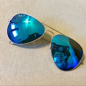 Sold Ray-ban Aviator Blue Flash Gold Frame